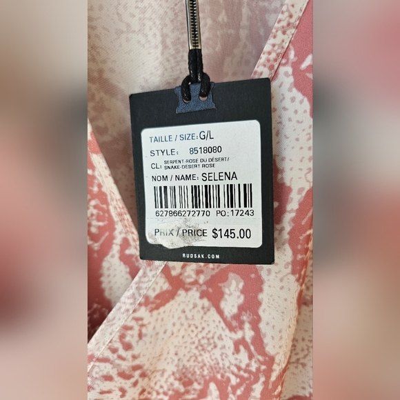 RUDSAK Selena Blouse Animal Print Snake Phyton Terracotta Pearl Wrap Leather L M - Picture 10 of 12